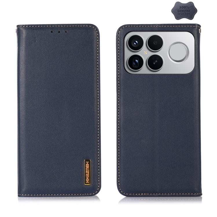 KHAZNEH Nappa Top Layer Cowhide Leather Phone Case – Card Slot, Leather, TPU, For Redmi Note 15 5G Global 164mm, For Redmi K90 Pro Max/Poco F8 Ultra, For Redmi Note 15 Pro 4G Global 163.2mm, For Redmi K90/Poco F8 Pro For Redmi K90 Pro Max Poco F8 Ultra Blue