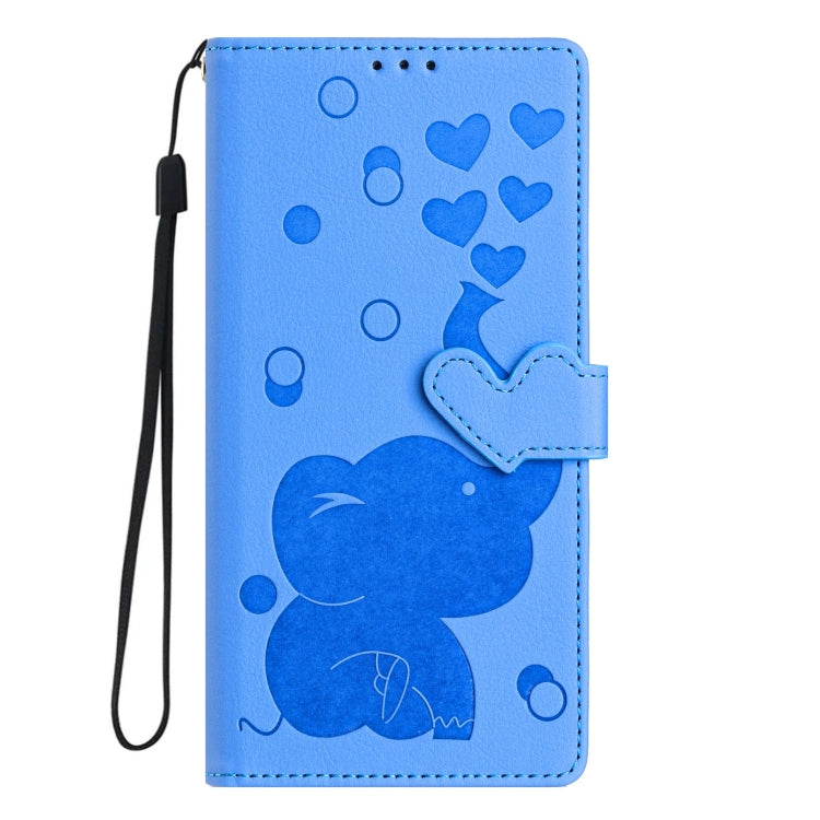 Cartoon Elephant Embossed Leather Phone Case, For iPhone 14 Plus, For iPhone 14, For iPhone 14 Pro, For iPhone 14 Pro Max