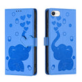 Cartoon Elephant Embossed Leather Phone Case, For iPhone SE 2022 / 2020, For iPhone 13 Pro Max, For iPhone 13 Pro, For iPhone 13 For iPhone SE 2022 2020 Blue