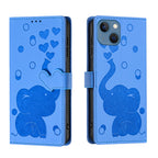 Cartoon Elephant Embossed Leather Phone Case, For iPhone 13 mini / 12 mini, For iPhone 12 / 12 Pro, For iPhone 12 Pro Max, For iPhone 11 Pro Max For iPhone 13 mini 12 mini Blue