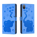 Cartoon Elephant Embossed Leather Phone Case, For iPhone XS Max, For iPhone 8 Plus / 7 Plus For iPhone XS Max Blue