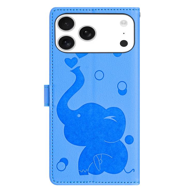 Cartoon Elephant Embossed Leather Phone Case, For iPhone 17 Pro Max, For iPhone 17 Pro, For iPhone 17, For iPhone Air