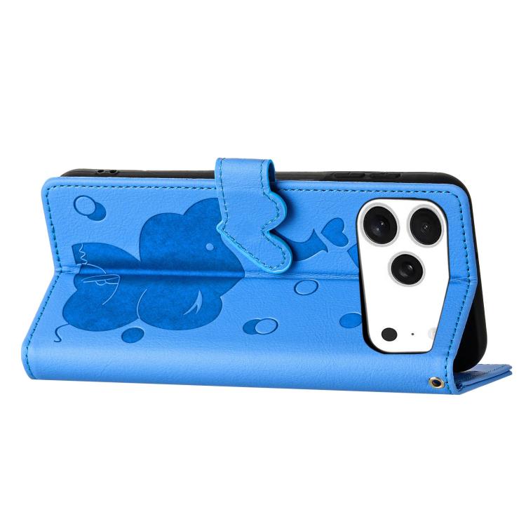 Cartoon Elephant Embossed Leather Phone Case, For iPhone 17 Pro Max, For iPhone 17 Pro, For iPhone 17, For iPhone Air