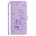 Embossed Kitten Phone Leather Case with Lanyard – Lanyard, Card Slot, Leather, For Motorola Moto S50 / Edge 50 Neo, For Motorola Moto G35, For Motorola Moto G55, For Motorola Moto G04 / G24 / G04s