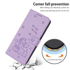 Embossed Kitten Phone Leather Case with Lanyard – Lanyard, Card Slot, Leather, For Motorola Moto S50 / Edge 50 Neo, For Motorola Moto G35, For Motorola Moto G55, For Motorola Moto G04 / G24 / G04s