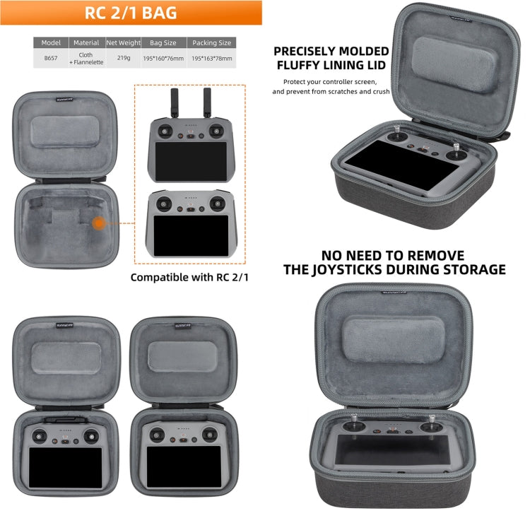 Sunnylife Carrying Case Bag, B657 For DJI RC 2 / 1 Control Bag, A3-B658 Drone Body Bag, A3-B660 Batteries Bag – Durable Build, Easy to Use