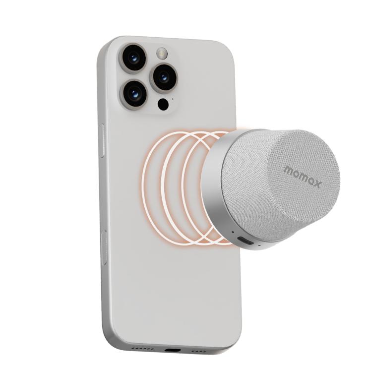 Momax 1-Vibe Go Magnetic Wireless Speaker – Waterproof, Magnetic, TPU Silver