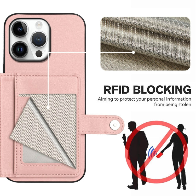 Button Card Bag RFID Anti-theft Phone Case – Leather, TPU, For iPhone 16 Pro Max, For iPhone 16 Pro, For iPhone 16 Plus, For iPhone 16
