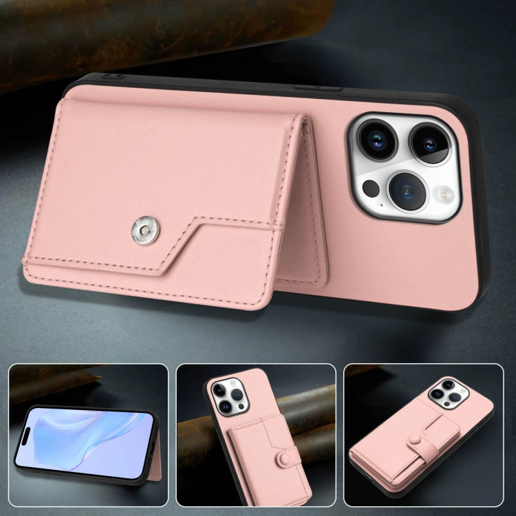 Button Card Bag RFID Anti-theft Phone Case – Leather, TPU, For iPhone 16 Pro Max, For iPhone 16 Pro, For iPhone 16 Plus, For iPhone 16