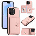 Button Card Bag RFID Anti-theft Phone Case, For iPhone 15 Pro Max, For iPhone 15 Pro, For iPhone 15 Plus, For iPhone 15 For iPhone 15 Pro Max Pink