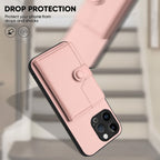 Button Card Bag RFID Anti-theft Phone Case, For iPhone 15 Pro Max, For iPhone 15 Pro, For iPhone 15 Plus, For iPhone 15