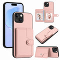 Button Card Bag RFID Anti-theft Phone Case, For iPhone 13 mini, For iPhone 12, For iPhone 12 Pro Max, For iPhone 12 Pro For iPhone 13 mini Pink