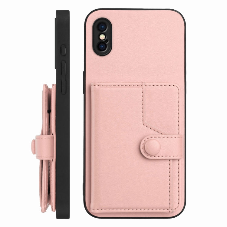 Button Card Bag RFID Anti-theft Phone Case – Leather, TPU, For iPhone XS / X, For iPhone XR, For iPhone XS Max, For iPhone 8 Plus / 7 Plus