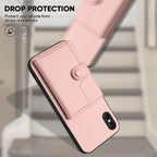 Button Card Bag RFID Anti-theft Phone Case – Leather, TPU, For iPhone XS / X, For iPhone XR, For iPhone XS Max, For iPhone 8 Plus / 7 Plus