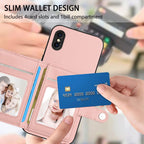 Button Card Bag RFID Anti-theft Phone Case – Leather, TPU, For iPhone XS / X, For iPhone XR, For iPhone XS Max, For iPhone 8 Plus / 7 Plus