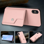 Button Card Bag RFID Anti-theft Phone Case – Leather, TPU, For iPhone XS / X, For iPhone XR, For iPhone XS Max, For iPhone 8 Plus / 7 Plus
