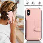 Button Card Bag RFID Anti-theft Phone Case – Leather, TPU, For iPhone XS / X, For iPhone XR, For iPhone XS Max, For iPhone 8 Plus / 7 Plus