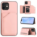 Skin Feel Four Card Slots Phone Case with Wrist Strap, For iPhone 12 mini, For iPhone 11 Pro Max, For iPhone 11, For iPhone 11 Pro For iPhone 12 mini Pink