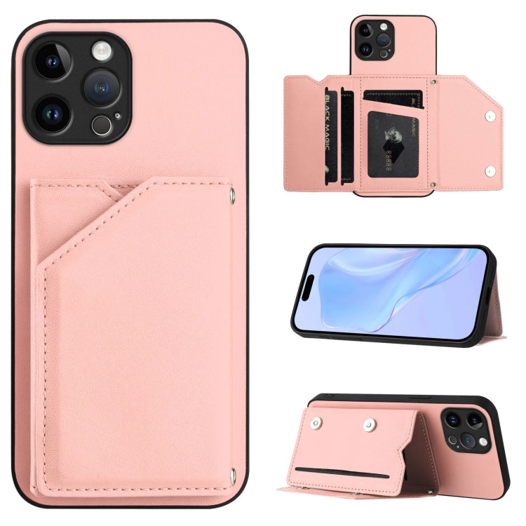 Skin Feel Four Card Slots Phone Case with Wrist Strap – Magnetic, Card Slot, For iPhone 13 mini, For iPhone 12, For iPhone 12 Pro Max, For iPhone 12 Pro For iPhone 12 Pro Max Pink