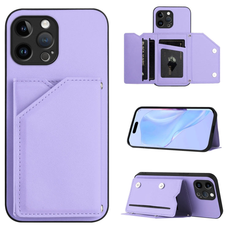 Skin Feel Four Card Slots Phone Case with Wrist Strap – Magnetic, Card Slot, For iPhone 13 mini, For iPhone 12, For iPhone 12 Pro Max, For iPhone 12 Pro For iPhone 12 Pro Max Purple