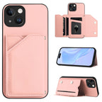Skin Feel Four Card Slots Phone Case with Wrist Strap, For iPhone 13 mini, For iPhone 12, For iPhone 12 Pro Max, For iPhone 12 Pro For iPhone 13 mini Pink