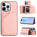Skin Feel Four Card Slots Phone Case with Wrist Strap, For iPhone 16 Pro Max, For iPhone 16 Pro, For iPhone 16 Plus, For iPhone 16 For iPhone 16 Pro Max Pink