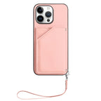 Skin Feel Four Card Slots Phone Case with Wrist Strap, For iPhone 16 Pro Max, For iPhone 16 Pro, For iPhone 16 Plus, For iPhone 16
