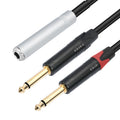 6.35mm 1/4 TRS Stereo Female to Dual Male Y-type Audio Cable, 6.35mm F to 2 x M 6.35mm F to 2 x M