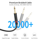 6.35mm 1/4 TRS Stereo Female to Dual Male Y-type Audio Cable, 6.35mm F to 2 x M