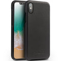For iPhone X / XS QIALINO Shockproof Cowhide Leather Protective Case Black