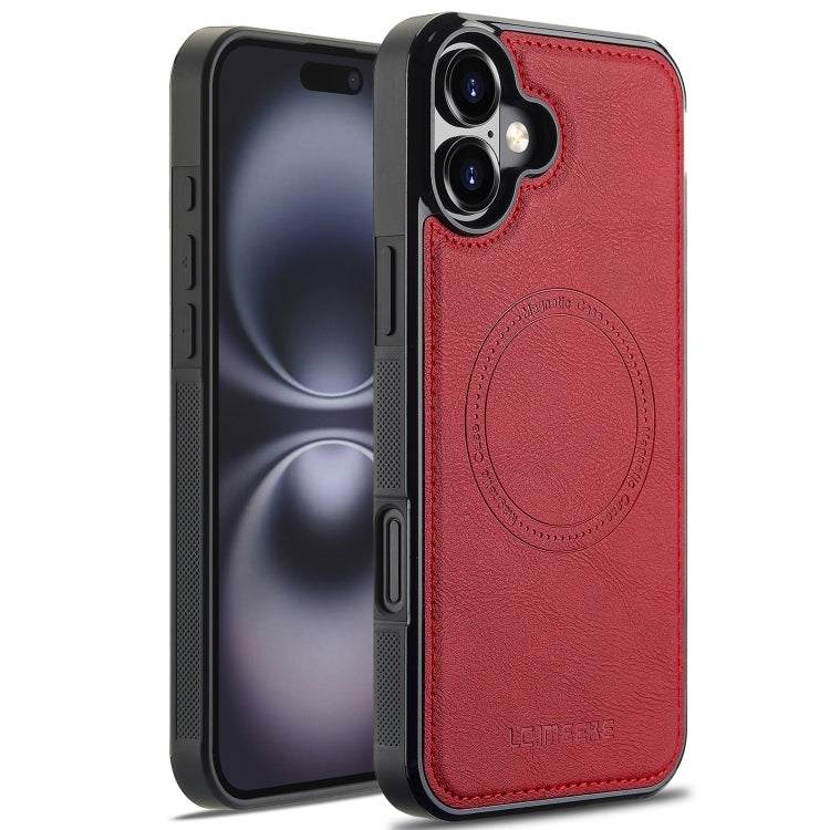 LC.IMEEKE Magsafe Phone Case – Magnetic, Leather, Wireless Charging, For iPhone 16, For iPhone 15 Pro Max, For iPhone 15 Pro, For iPhone 15 Plus / 14 Plus For iPhone 16 Red