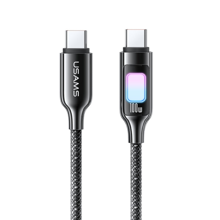 USAMS SJ750 100W Type-C / USB-C to Type-C / USB-C Zinc Alloy Data Cable with Colorful Light, Type-C to Type-C – Data Transmission Type-C to Type-C Tarnish