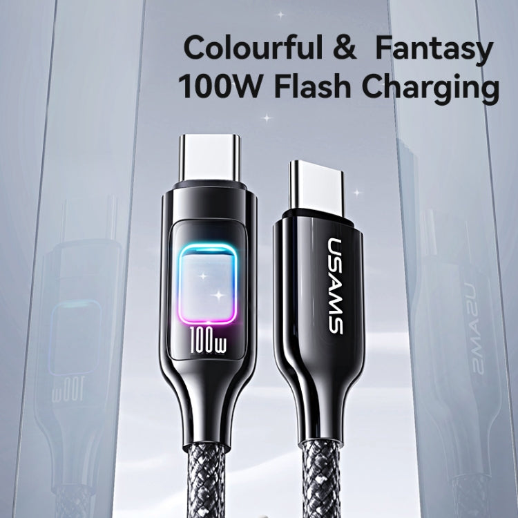 USAMS SJ750 100W Type-C / USB-C to Type-C / USB-C Zinc Alloy Data Cable with Colorful Light, Type-C to Type-C – Data Transmission