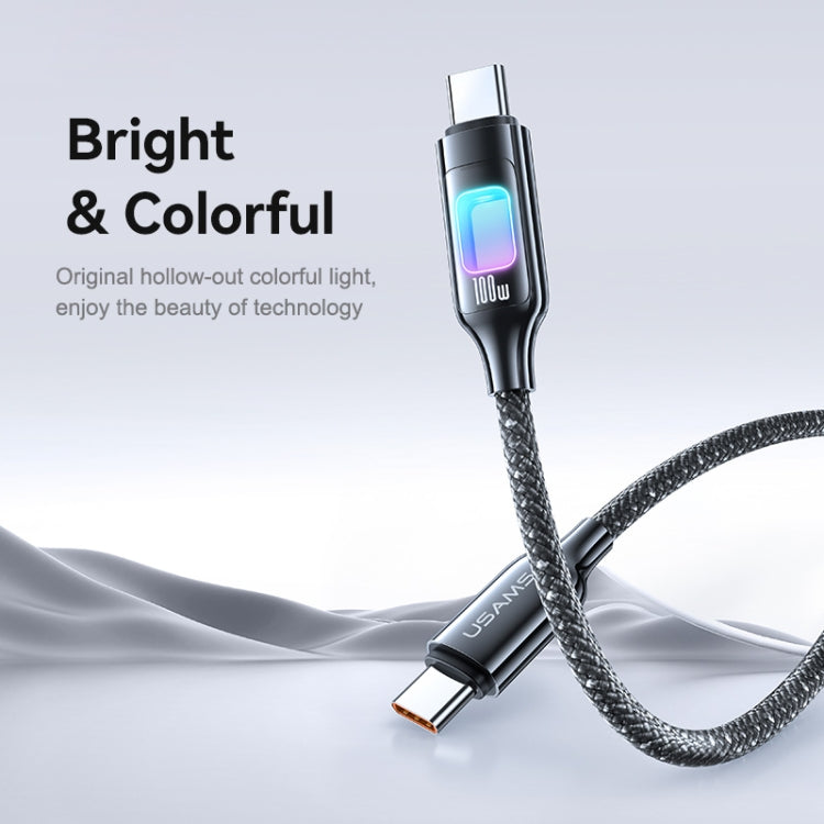 USAMS SJ750 100W Type-C / USB-C to Type-C / USB-C Zinc Alloy Data Cable with Colorful Light, Type-C to Type-C – Data Transmission