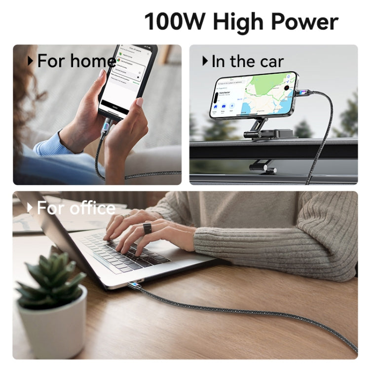 USAMS SJ750 100W Type-C / USB-C to Type-C / USB-C Zinc Alloy Data Cable with Colorful Light, Type-C to Type-C – Data Transmission
