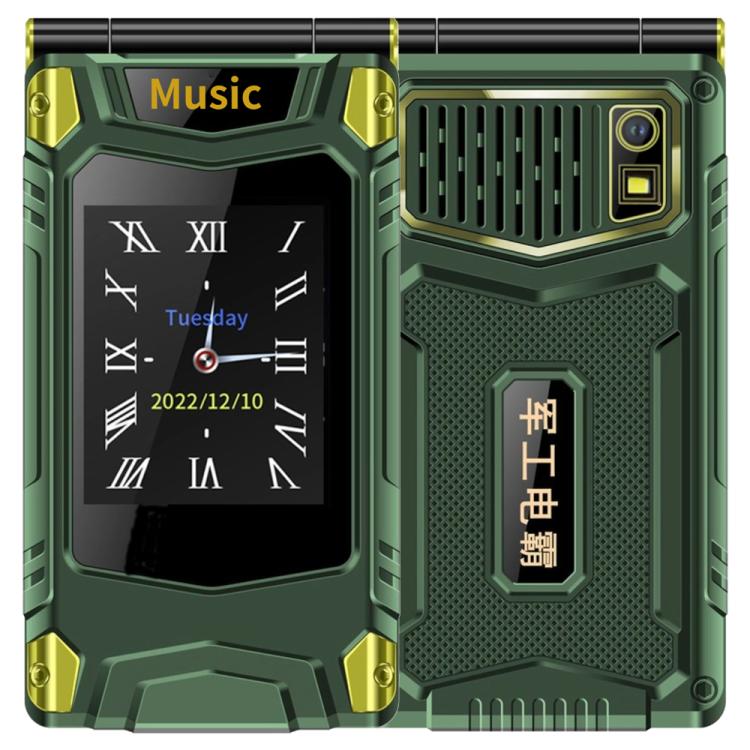 M7+ 4G Dual Screen Flip Elder Rugged Phone, 2.8 inch Inner, 2.4 inch Outer, 6800mAh Battery, 24 Keys, Flashlight, Network: 4G, Dual SIM, SOS, M7+ 4G M7+ 4G Green