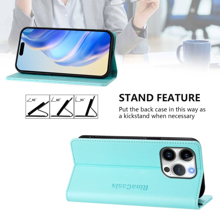RC01 Dual-Folded Magnetic Suction RFID Leather Phone Case, For iPhone 16 Pro, For iPhone 16 Plus, For iPhone 16