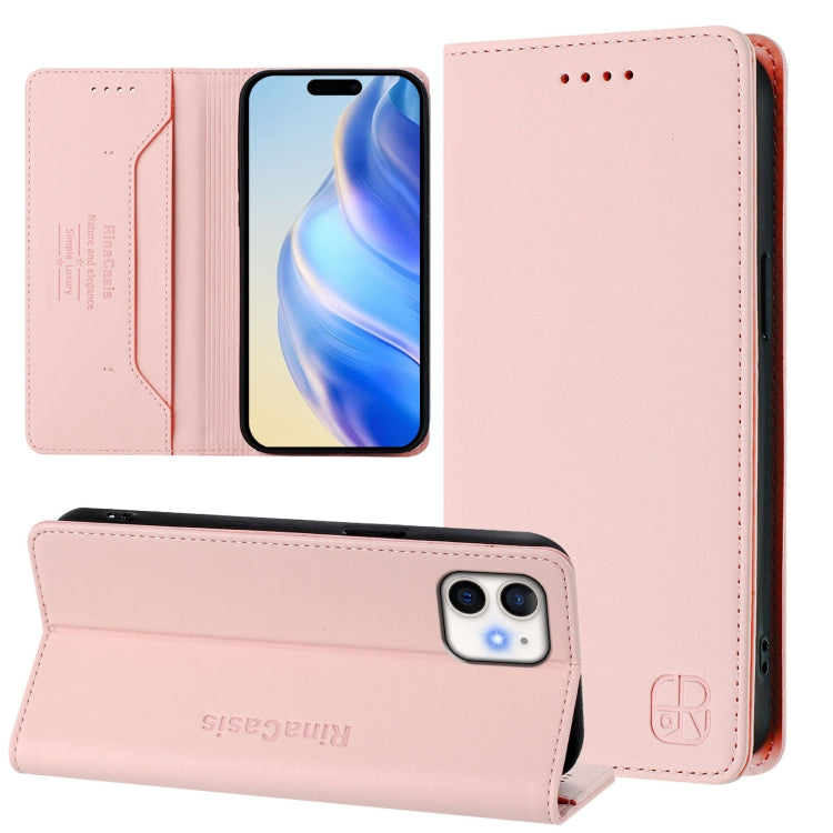 RC01 Dual-Folded Magnetic Suction RFID Leather Phone Case – Wear-resistant, Magnetic, Card Slot, For iPhone 12 / 12 Pro, For iPhone 12 Pro Max, For iPhone 12 mini For iPhone 12 mini Pink