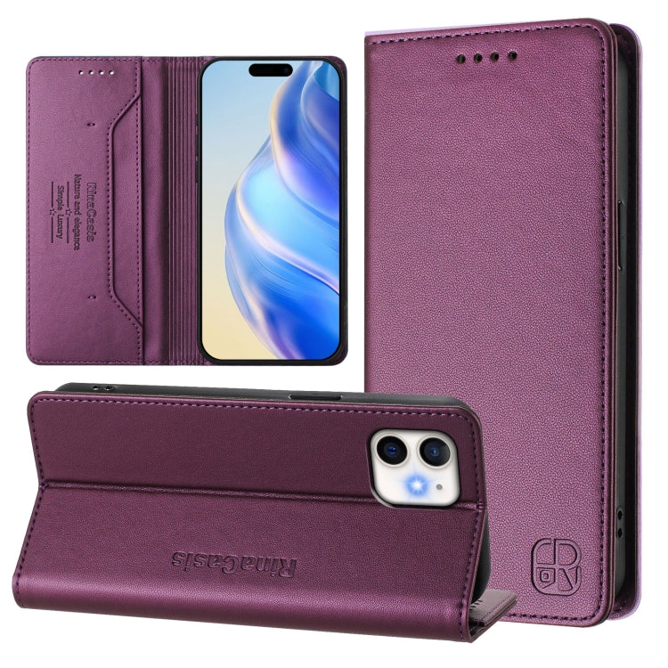 RC01 Dual-Folded Magnetic Suction RFID Leather Phone Case – Wear-resistant, Magnetic, Card Slot, For iPhone 11 Pro Max, For iPhone 11, For iPhone 11 Pro For iPhone 11 Violet
