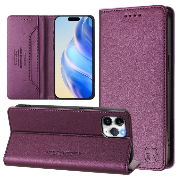 RC01 Dual-Folded Magnetic Suction RFID Leather Phone Case – Wear-resistant, Magnetic, Card Slot, For iPhone 11 Pro Max, For iPhone 11, For iPhone 11 Pro For iPhone 11 Pro Violet