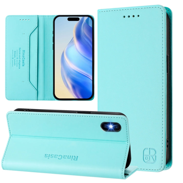 RC01 Dual-Folded Magnetic Suction RFID Leather Phone Case, For iPhone X / XS, For iPhone XR, For iPhone XS Max For iPhone X XS Mint Green