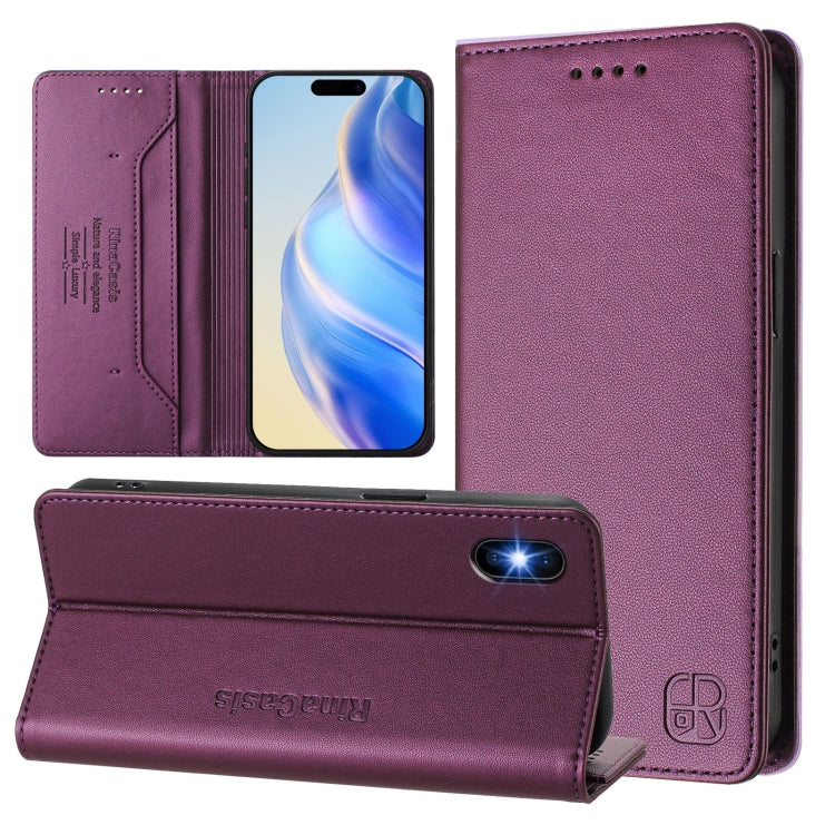 RC01 Dual-Folded Magnetic Suction RFID Leather Phone Case – Wear-resistant, Magnetic, Card Slot, For iPhone X / XS, For iPhone XR, For iPhone XS Max For iPhone X XS Violet