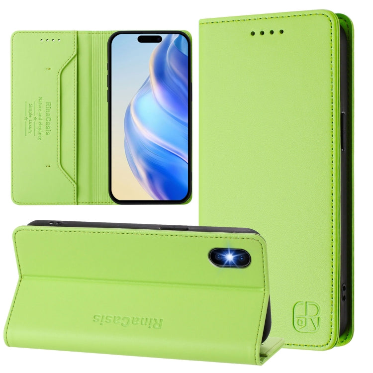RC01 Dual-Folded Magnetic Suction RFID Leather Phone Case – Wear-resistant, Magnetic, Card Slot, For iPhone X / XS, For iPhone XR, For iPhone XS Max For iPhone XS Max Grass Green