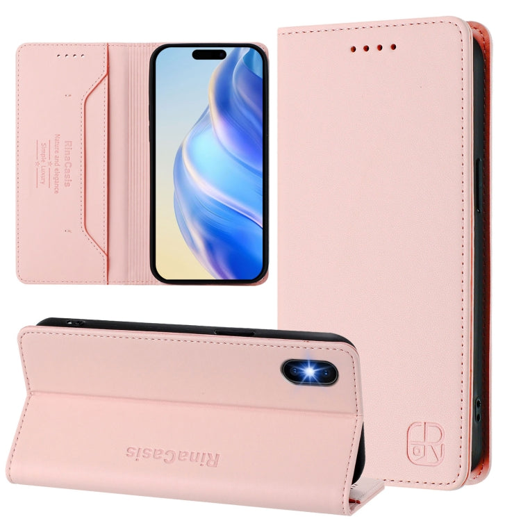 RC01 Dual-Folded Magnetic Suction RFID Leather Phone Case – Wear-resistant, Magnetic, Card Slot, For iPhone X / XS, For iPhone XR, For iPhone XS Max For iPhone XS Max Pink