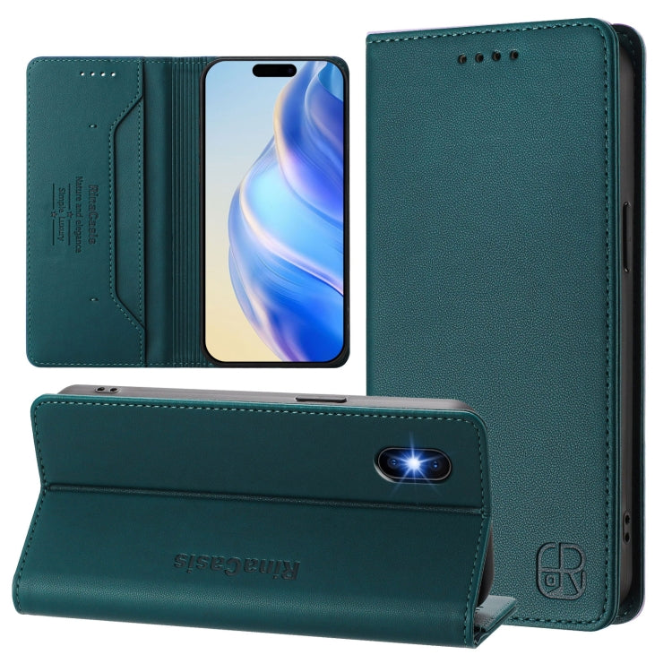 RC01 Dual-Folded Magnetic Suction RFID Leather Phone Case – Wear-resistant, Magnetic, Card Slot, For iPhone X / XS, For iPhone XR, For iPhone XS Max For iPhone XS Max Dark Green