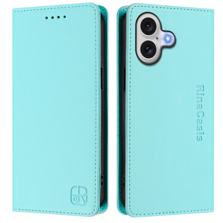 RC01 Dual-Folded Magnetic Suction RFID Leather Phone Case, For iPhone 17, For iPhone Air, For iPhone 16 Pro Max