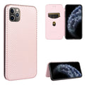 Carbon Fiber Texture Magnetic Horizontal Flip TPU + PC + PU Leather Case with Card Slot, For iPhone 11 Pro, For iPhone 6 / 6s, For iPhone 6 Plus / 6s Plus, For iPhone 11 Pro Max For iPhone 11 Pro Pink