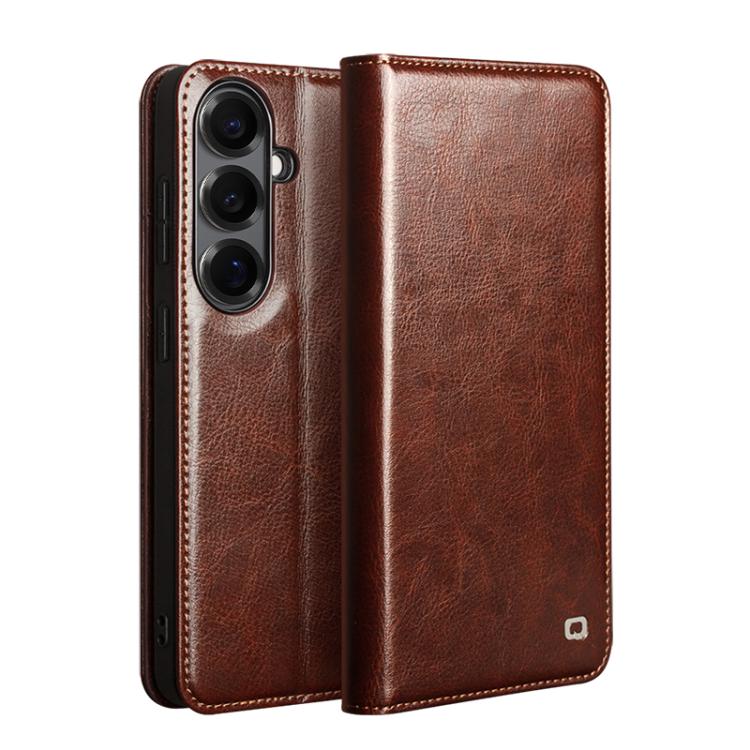 QIALINO Genuine Leather Phone Case – Leather, For Samsung Galaxy S26+ 5G, For Samsung Galaxy S26 Ultra 5G, For Samsung Galaxy S26 5G, For Samsung Galaxy S25 5G, For Samsung Galaxy S25+ 5G, For Samsung Galaxy S25 Ultra 5G
