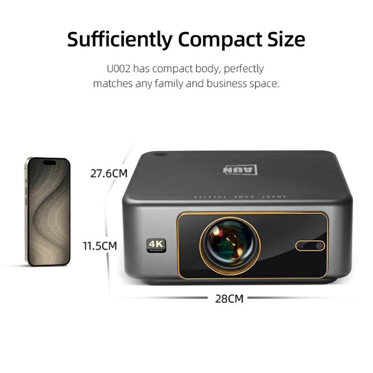 AUN U002 1920x1080P 970ANSI Android 12 Home Theater Smart Projector, US Plug, UK Plug, AU Plug, EU Plug – Bluetooth, 4K
