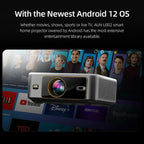 AUN U002 1920x1080P 970ANSI Android 12 Home Theater Smart Projector, US Plug, UK Plug, AU Plug, EU Plug – Bluetooth, 4K
